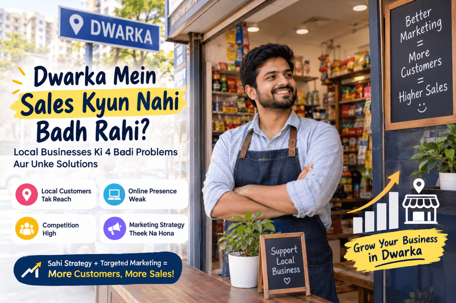 Dwarka Mein Sales Kyun Nahi Badh Rahi? Local Businesses Ki 4 Badi Problems Aur Unke Solutions